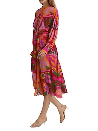 Camila Belted Floral Cotton Crepe Maxi Shirtdress