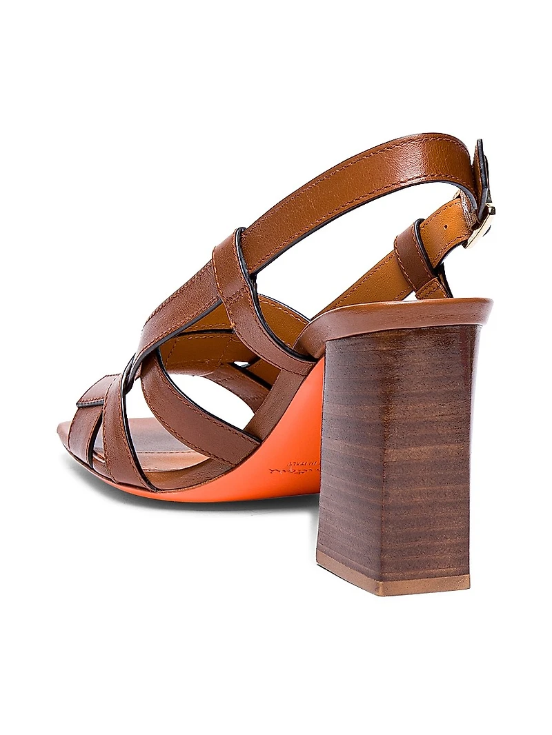 85MM Leather Block-Heel Sandals