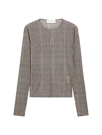 Jersey Plaid Long-Sleeve Top