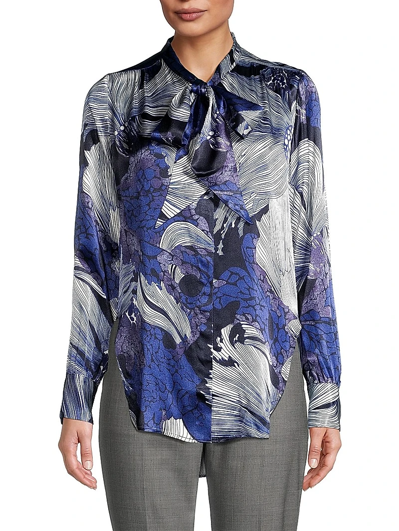 Taryn Tie-Neck Blouse