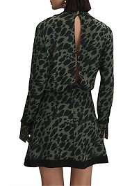 Katie Printed Tie-Neck Minidress