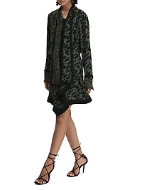 Katie Printed Tie-Neck Minidress
