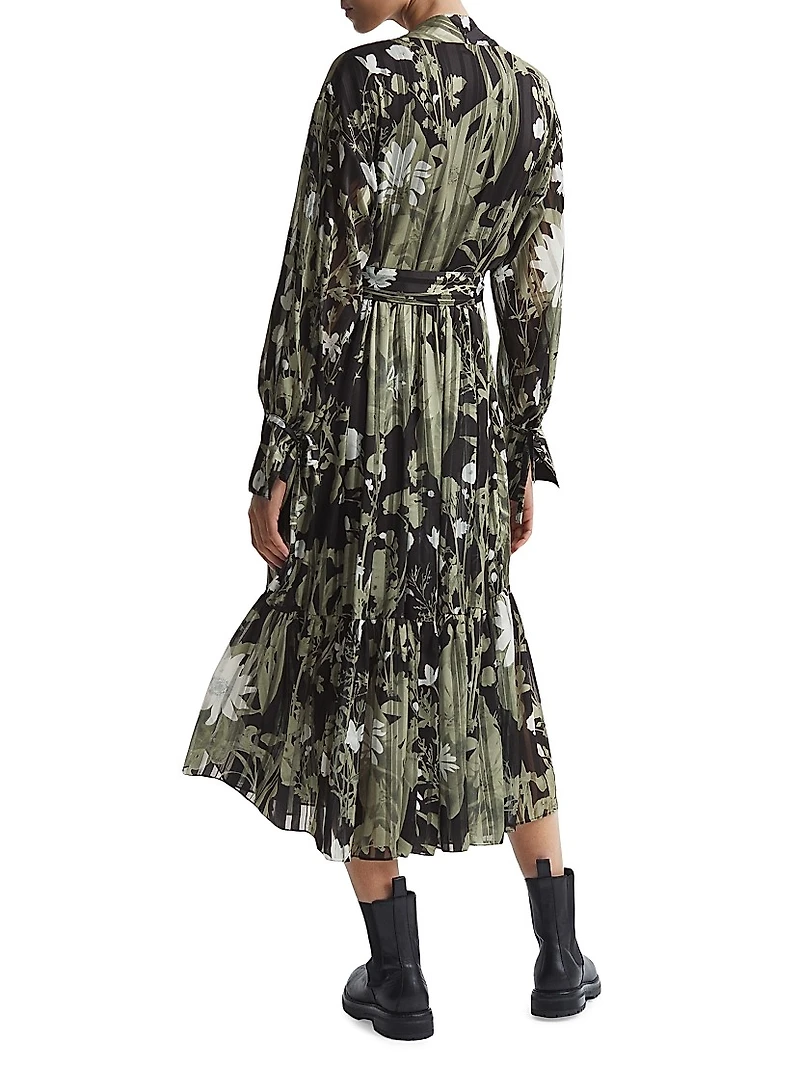 Lottie Belted Floral Midi-Dress