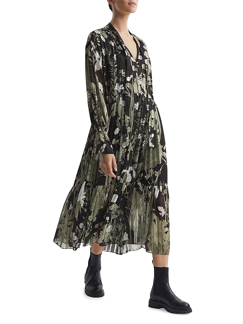 Lottie Belted Floral Midi-Dress