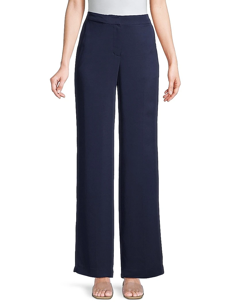 Stretch Crepe Wide-Leg Trousers