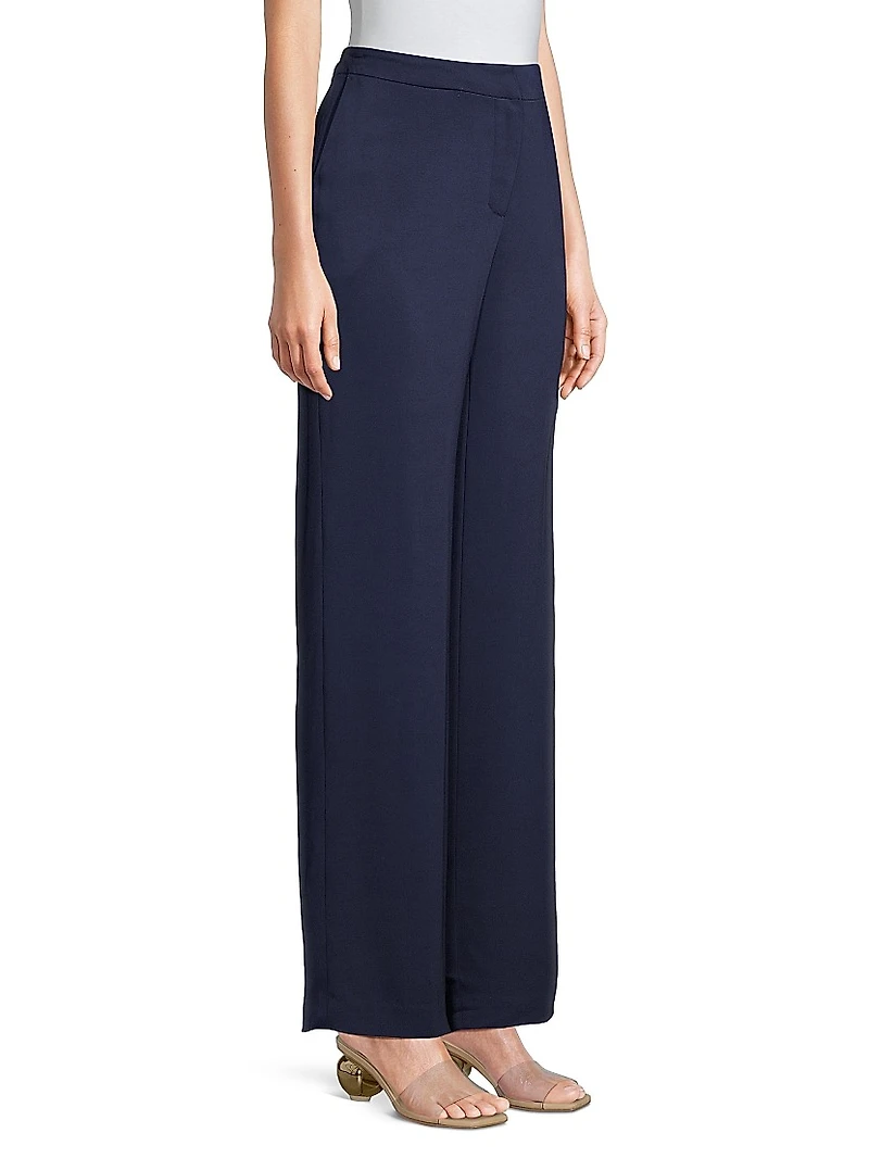 Stretch Crepe Wide-Leg Trousers
