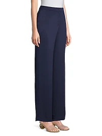 Stretch Crepe Wide-Leg Trousers
