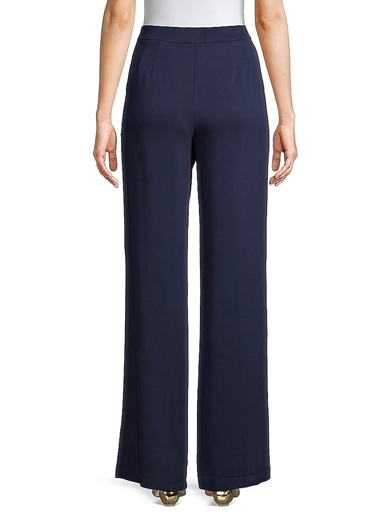 Stretch Crepe Wide-Leg Trousers