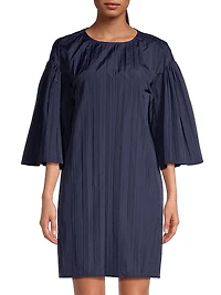 Pleated Taffeta Shift Minidress