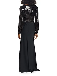 Lane Sequin & Satin Crepe Gown