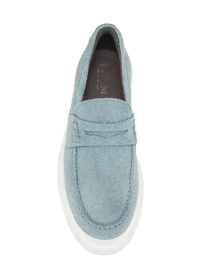 Summer Vibes Suede Platform Penny Loafers