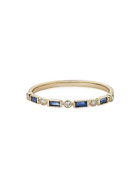 14K Yellow Gold Crown Jewels Sapphire Diamond Ring