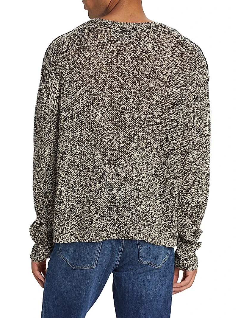Linen-Blend Marled Sweater