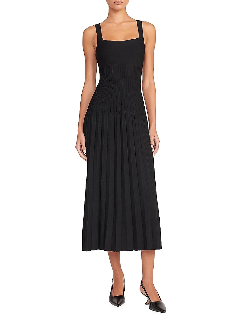 Ellison Knit Pleated Midi-Dress