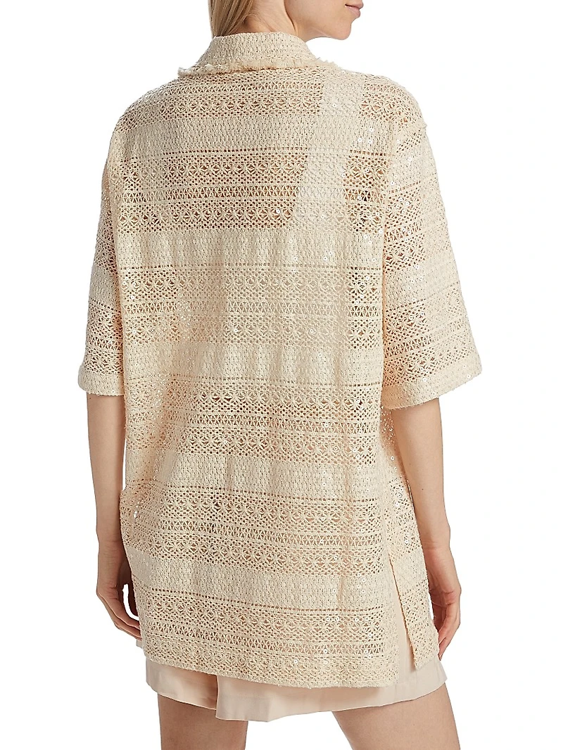 Zena Sequined Crochet Shirt