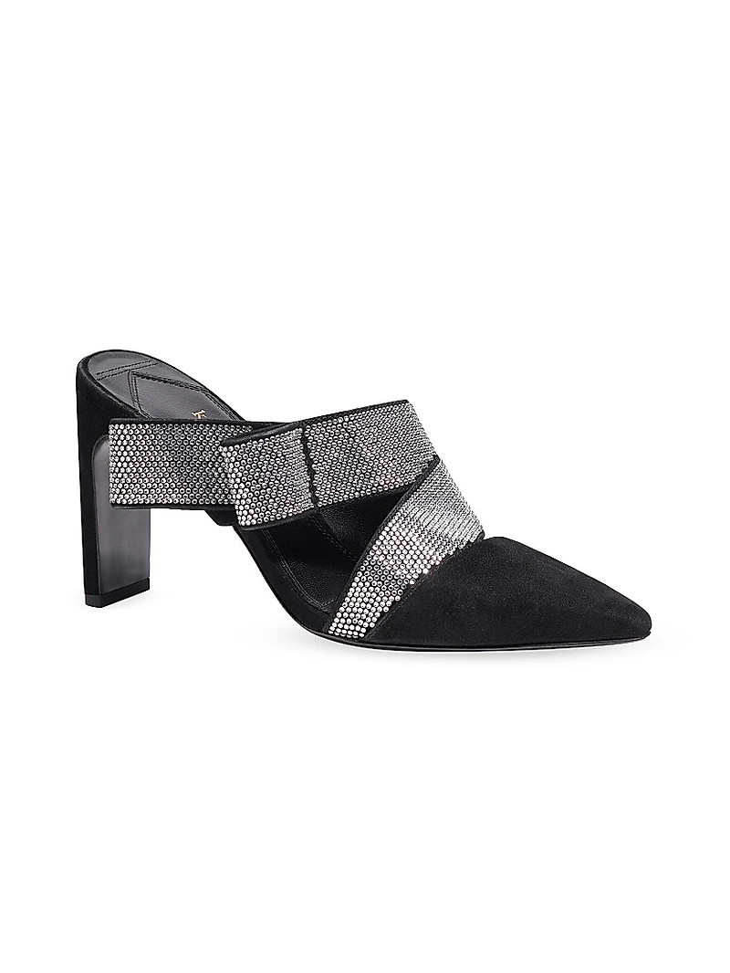 Bianca 90MM Suede Crystal Wrap Pumps