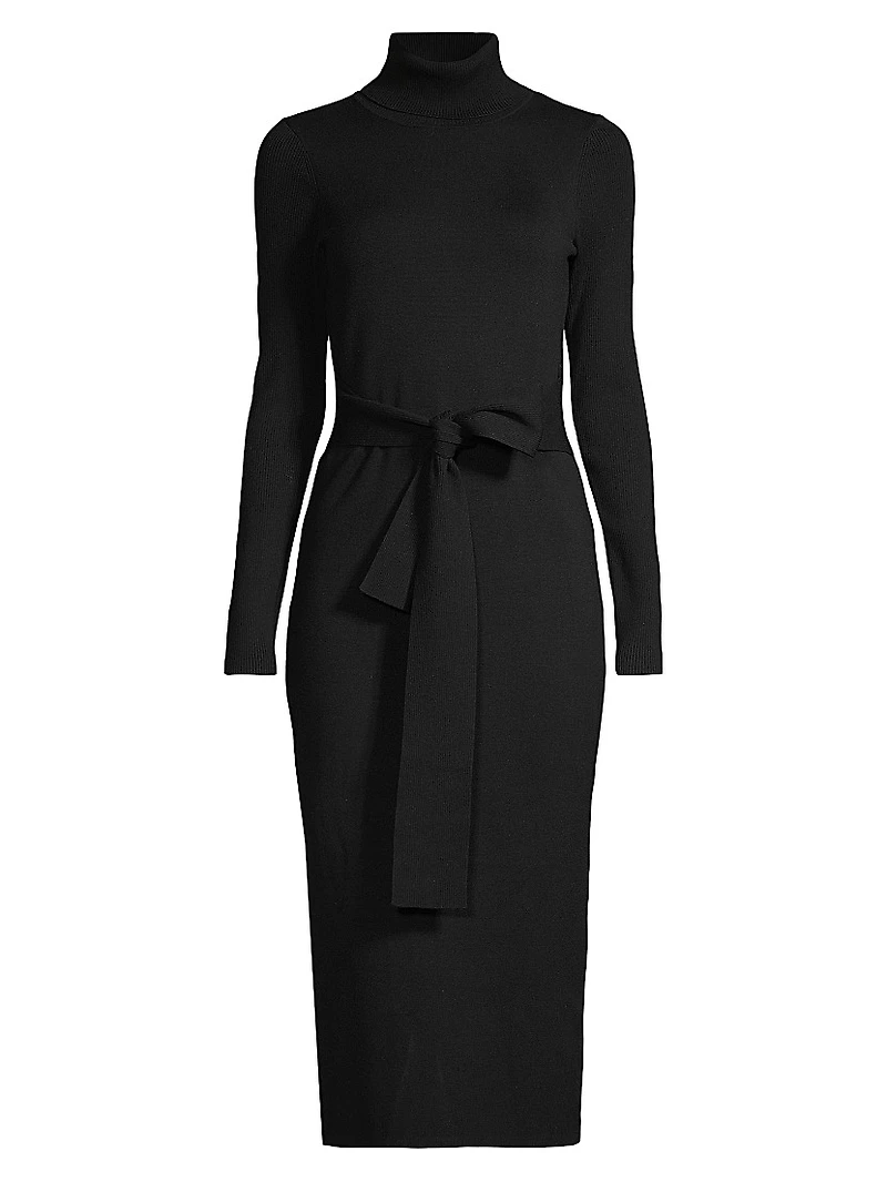 Logan Rib-Knit Turtleneck Midi-Dress