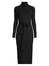 Logan Rib-Knit Turtleneck Midi-Dress