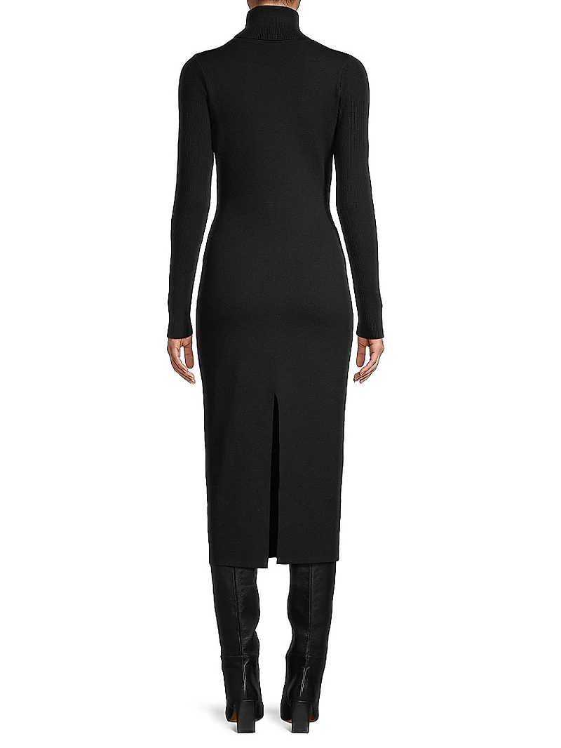 Logan Rib-Knit Turtleneck Midi-Dress