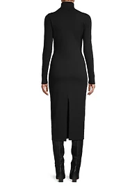 Logan Rib-Knit Turtleneck Midi-Dress