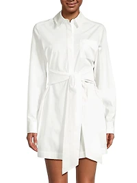 Cotton Poplin Tie-Front Shirtdress