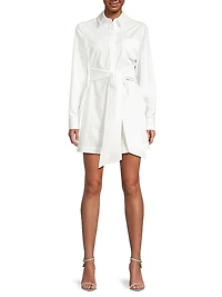Cotton Poplin Tie-Front Shirtdress