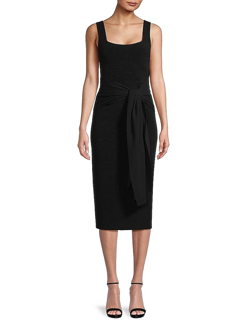 Lorenza Tie-Front Sleeveless Midi-Dress