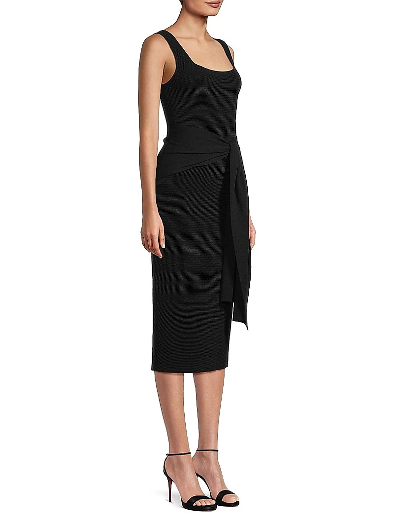 Lorenza Tie-Front Sleeveless Midi-Dress