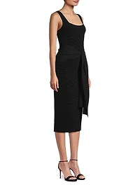 Lorenza Tie-Front Sleeveless Midi-Dress