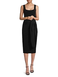 Lorenza Tie-Front Sleeveless Midi-Dress