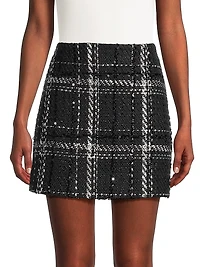 Maris Sequined Plaid Tweed Miniskirt