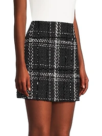 Maris Sequined Plaid Tweed Miniskirt