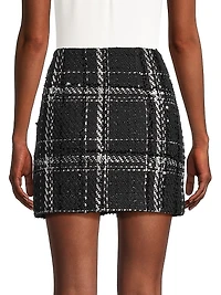 Maris Sequined Plaid Tweed Miniskirt