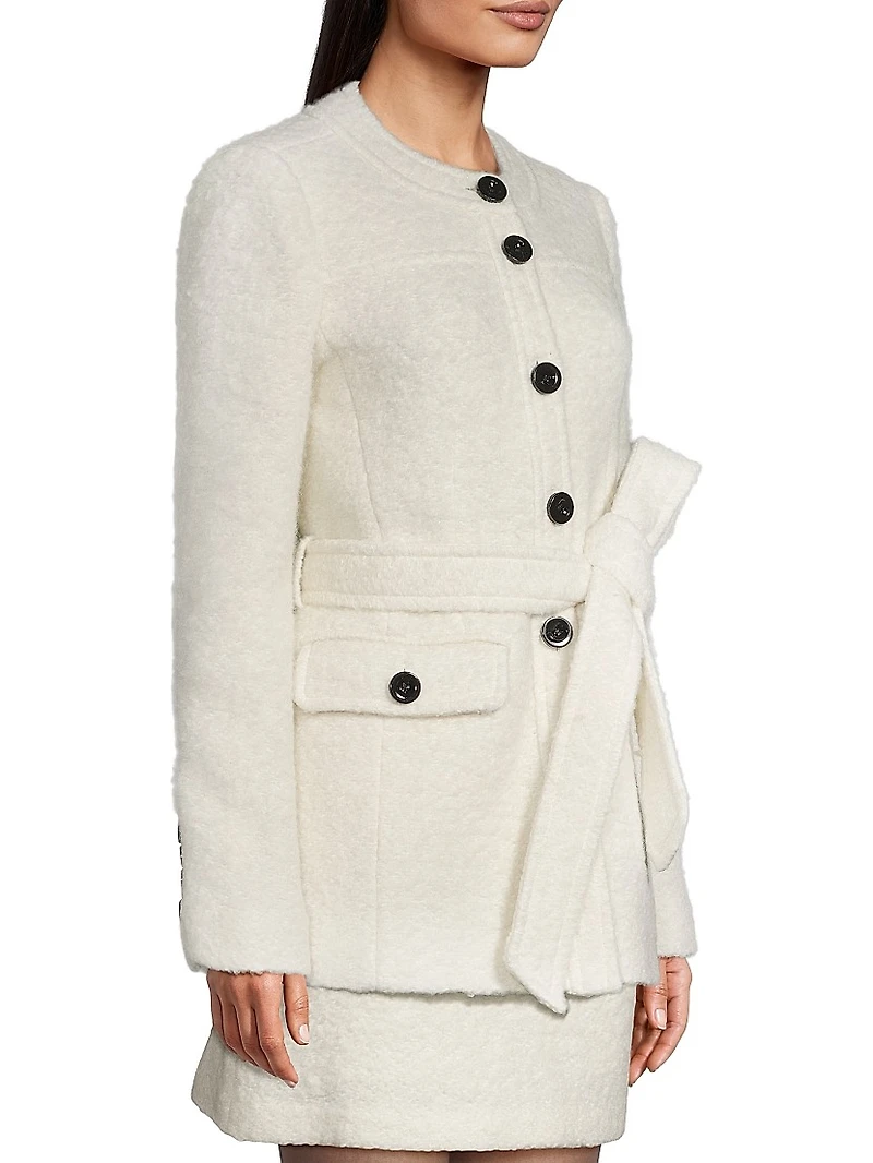 Elaine Collarless Belted Jacket