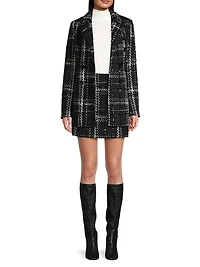 Mia Plaid Tweed Double-Breasted Blazer
