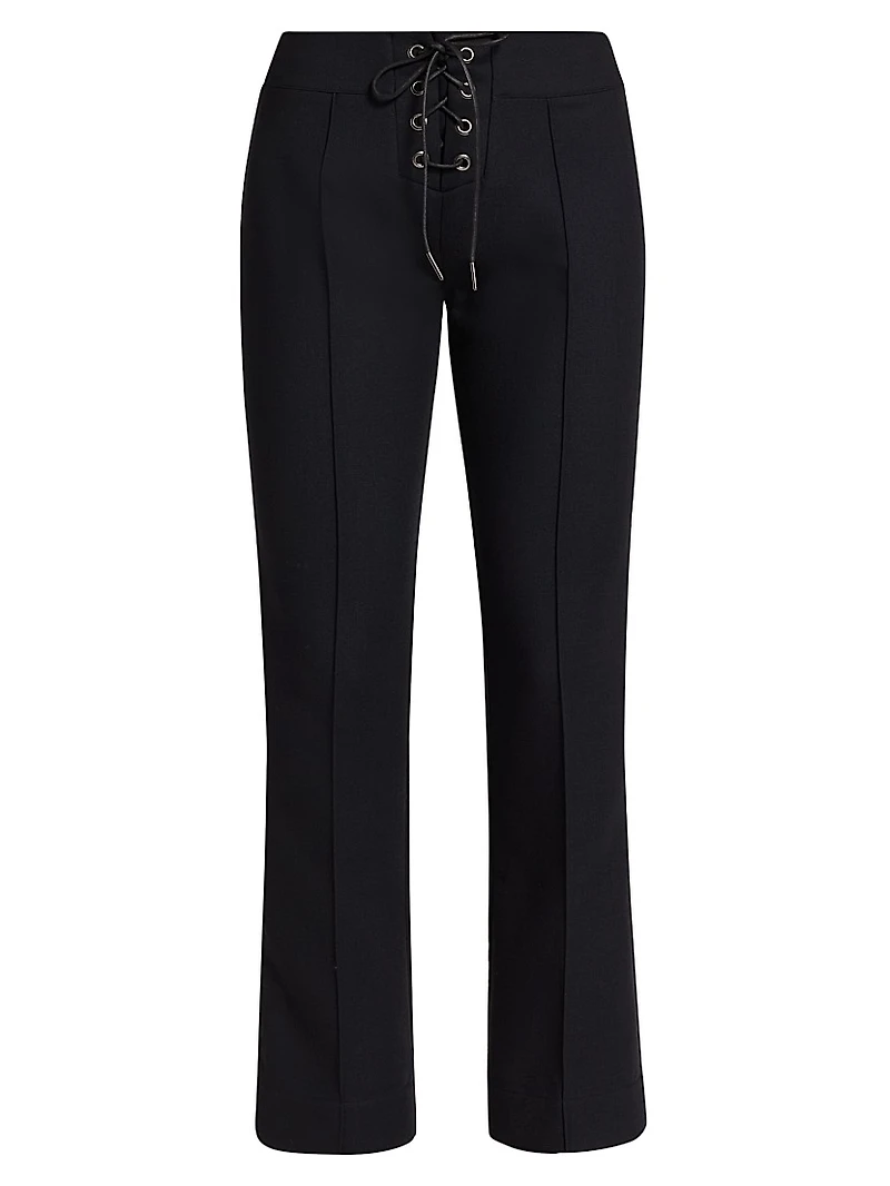 Lace-Up Cotton-Blend Trousers