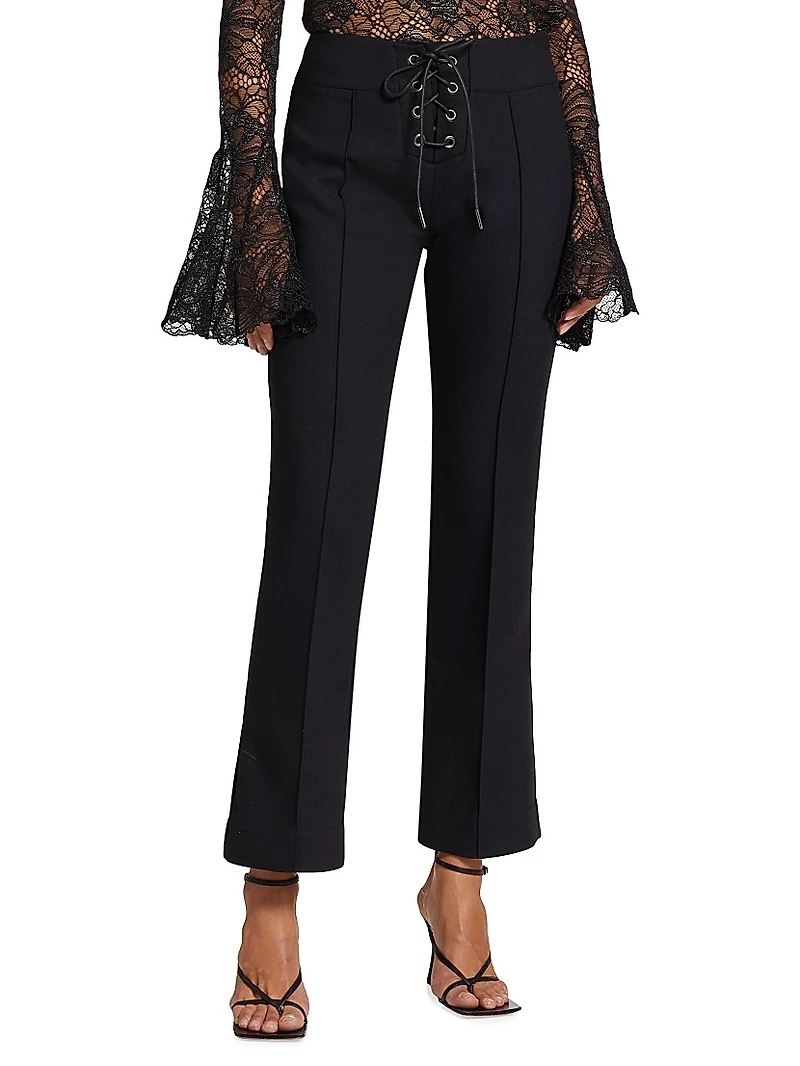 Lace-Up Cotton-Blend Trousers