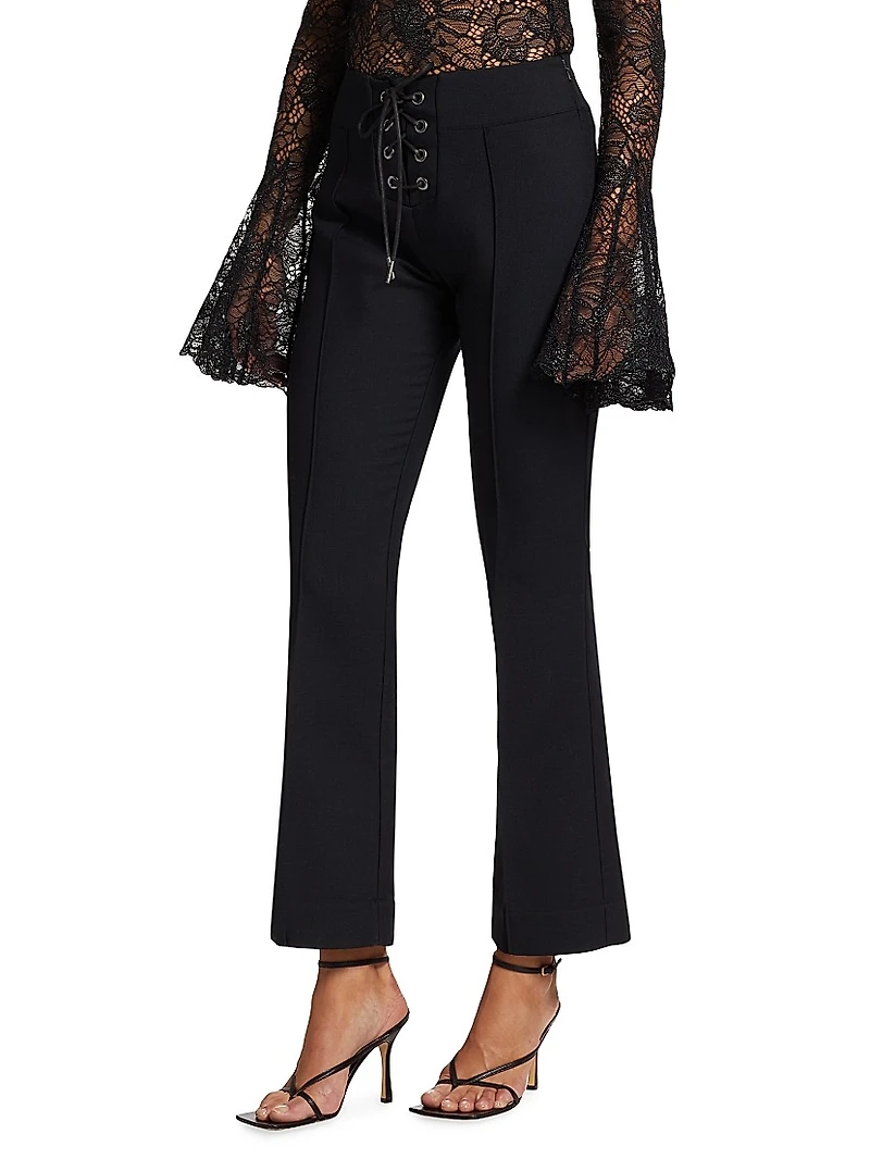 Lace-Up Cotton-Blend Trousers