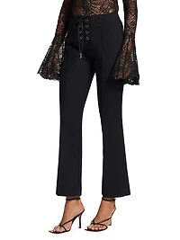 Lace-Up Cotton-Blend Trousers