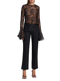 Lace-Up Cotton-Blend Trousers