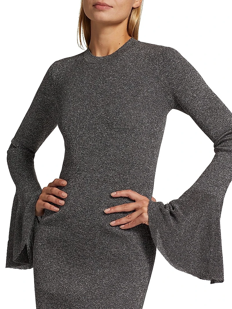 Godet Lurex Body-Con Dress