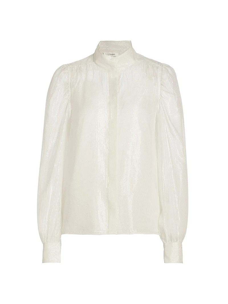 Gillian Silk-Blend Long-Sleeve Blouse