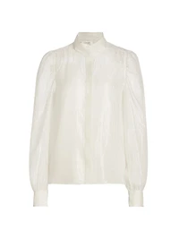 Gillian Silk-Blend Long-Sleeve Blouse