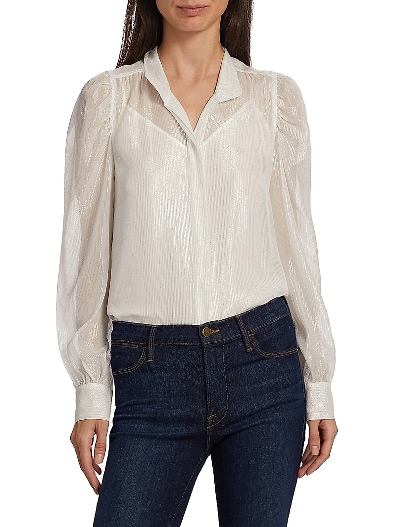 Gillian Silk-Blend Long-Sleeve Blouse