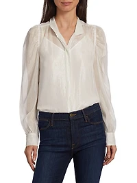 Gillian Silk-Blend Long-Sleeve Blouse