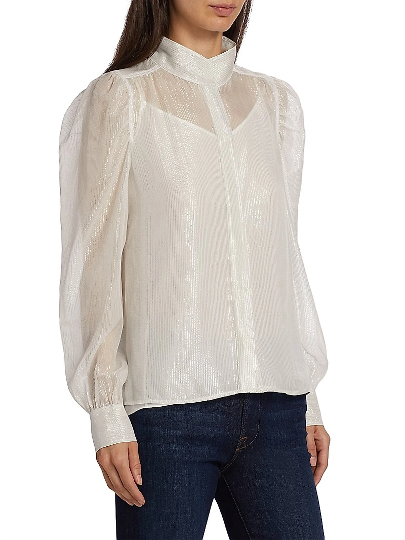 Gillian Silk-Blend Long-Sleeve Blouse