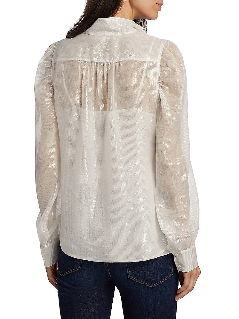 Gillian Silk-Blend Long-Sleeve Blouse