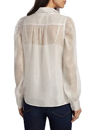 Gillian Silk-Blend Long-Sleeve Blouse