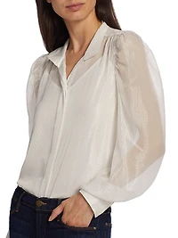 Gillian Silk-Blend Long-Sleeve Blouse