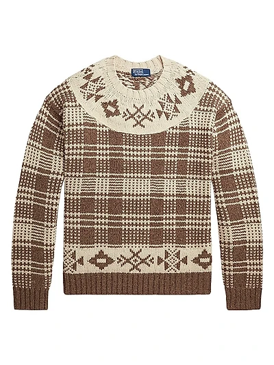 Plaid Wool-Blend Yoke Sweater
